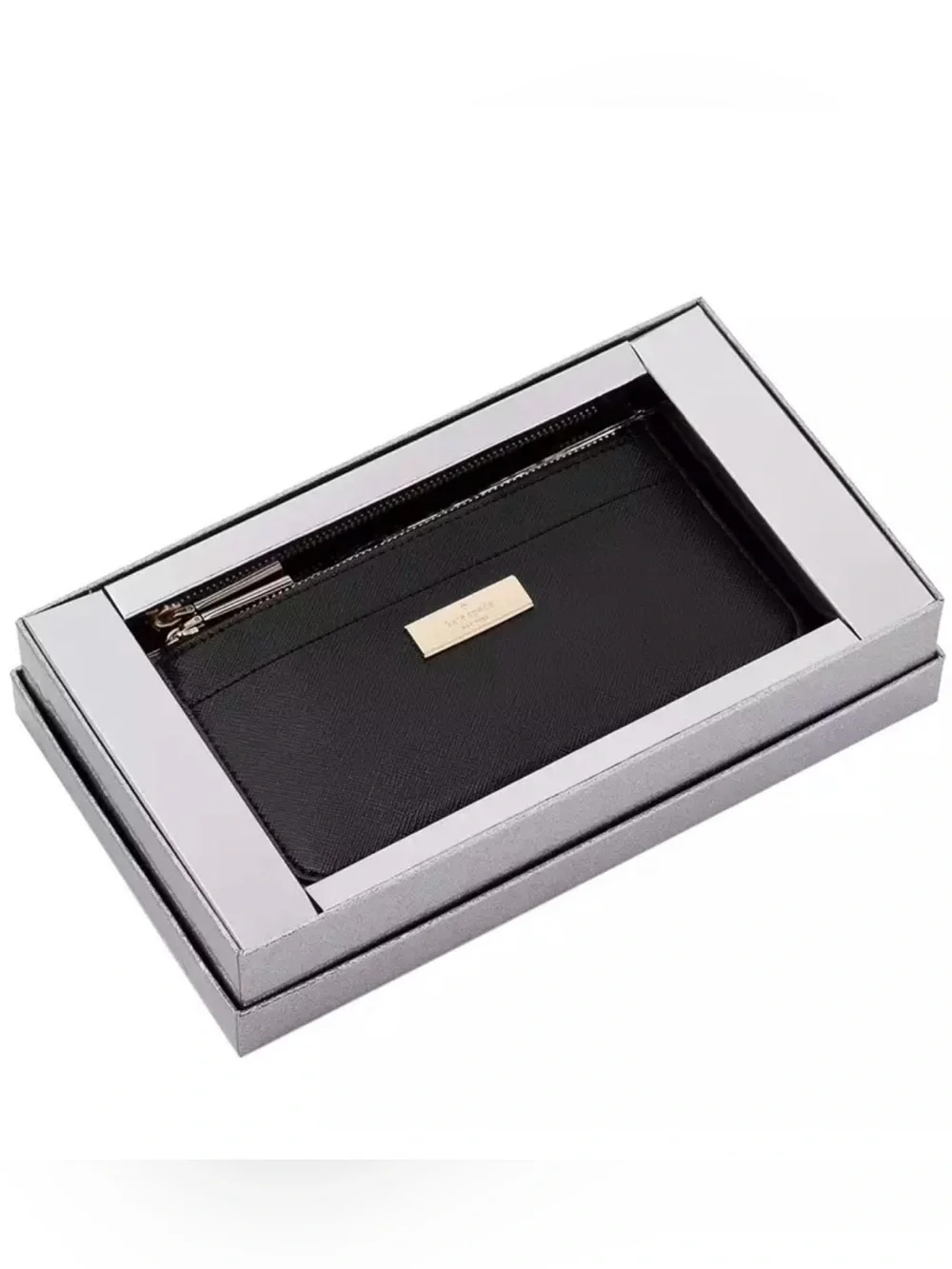 Kate Spade Black Saffiano Leather Zip Card Wallet
